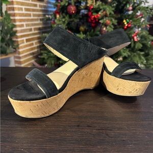 Black Suede Wedge Sandals